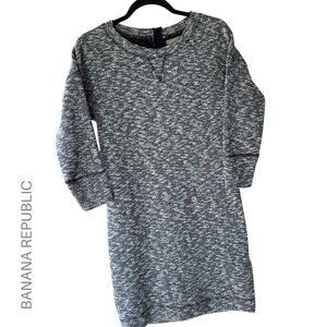 BANANA REPUBLIC |NWOT MARLED NAVY BLUE & WHITE SWEATER DRESS 3/4 SLEEVES | XS